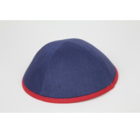 Kippah Navy Linen/Red Rim