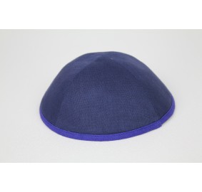 Kippah Navy Linen/Royal B. Rim