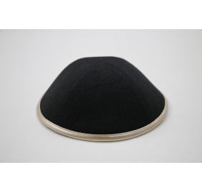 Kippah Black Linen Rose Gold Rim