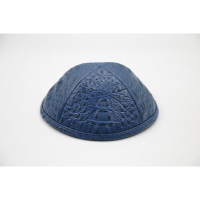 Kippah Navy Crocodile Leather