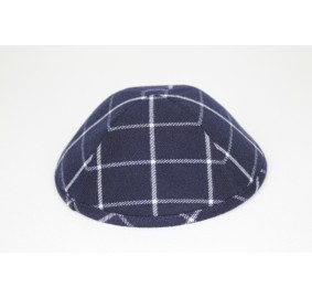 Kippah Navy Plaid Suiting