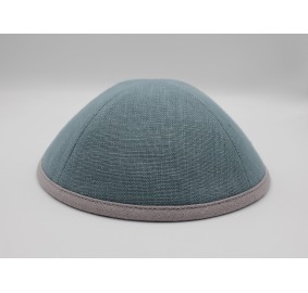 Kippah Slate Blue Linen w/Rim