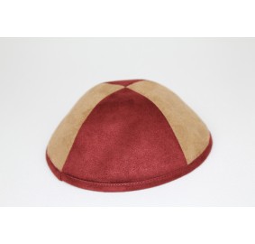 Kippah Maroon/Gold Suede Look