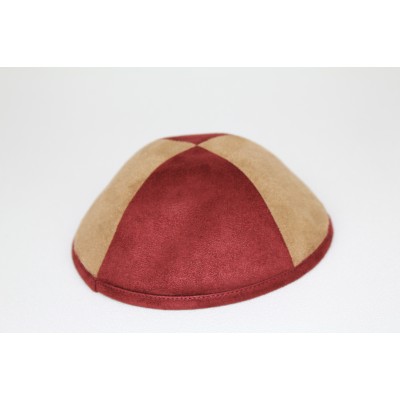 Kippah Maroon/Gold Suede Look