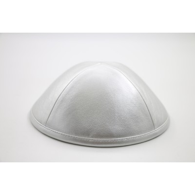 Kippah Silver Leather
