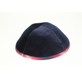 Kippah Navy Tartan Velvet