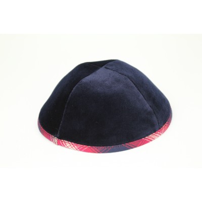 Kippah Navy Tartan Velvet