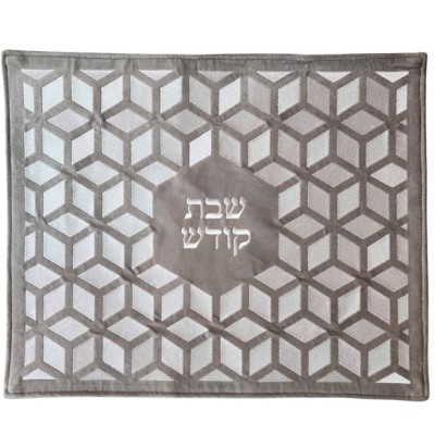 Challah Cover Grey & White Velvet