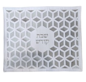 Challah Cover White & Silver Velvet