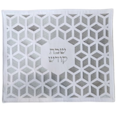 Challah Cover White & Silver Velvet