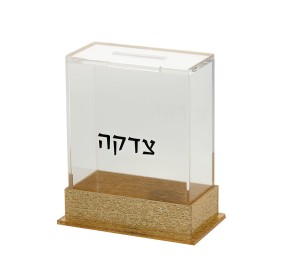 Tzedakah Box Gold & Lucite