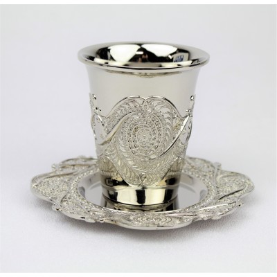 Kiddush Cup & Tray Filigree