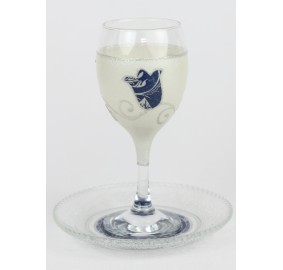 Kiddush Cup Glass Blue Tulip