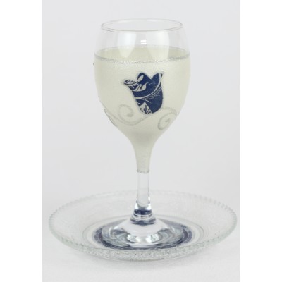 Kiddush Cup Glass Blue Tulip