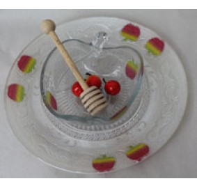 Honey Dish Glass Apple Shape