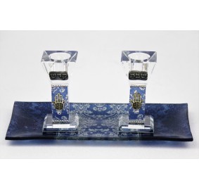 Candlesticks & Tray Blue