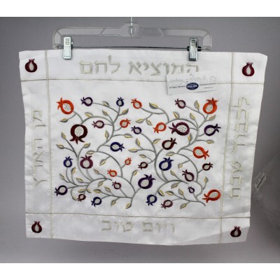 Challah Cover White Silk Pomeg