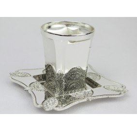 Kiddush Cup & Tray Filigree - Silverplated