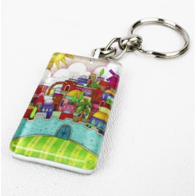 Key Chain Glass Israeil Art