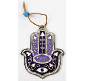 Hamsa Mazal Plaque Purple 3"