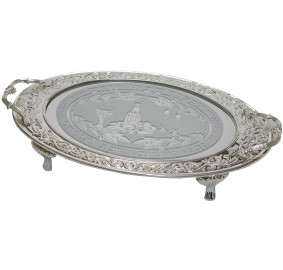 Challah Tray Silver/Glass