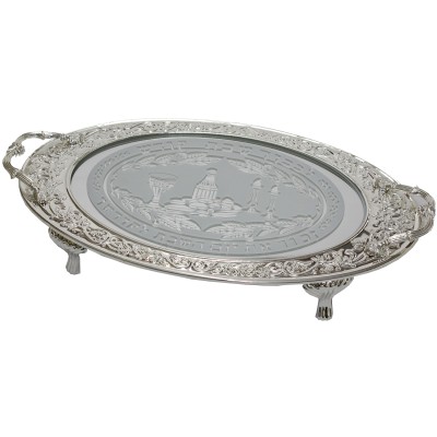 Challah Tray Silver/Glass