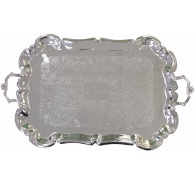 Silver Plated Tray With Handles  