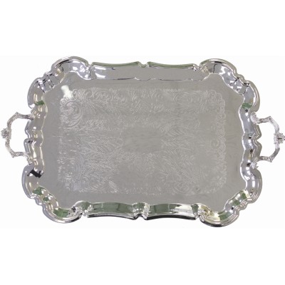 Silver Plated Tray With Handles  