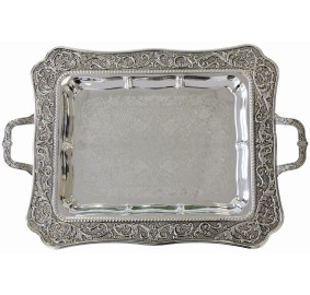 Silver Plated Tray With Handles 