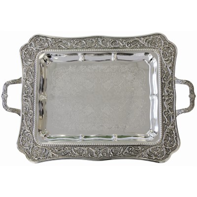 Silver Plated Tray With Handles 