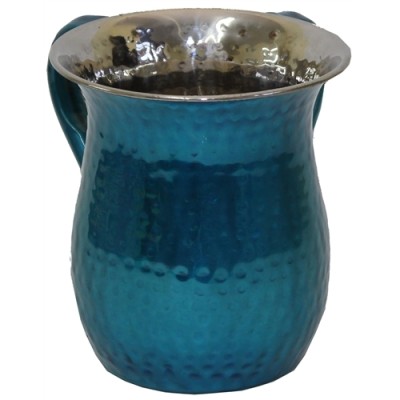 Stainless Steel Hammered Washcup - Turquoise