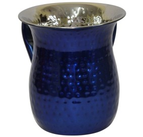 Stainless Steel Hammered Washcup - Blue