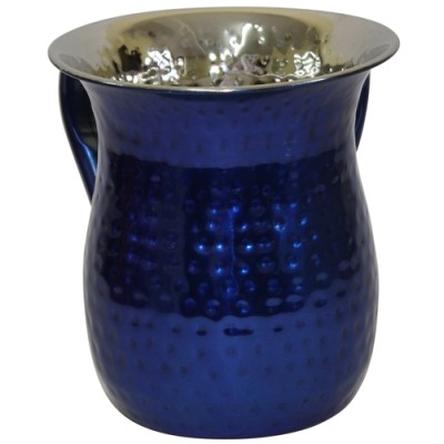 Stainless Steel Hammered Washcup - Blue