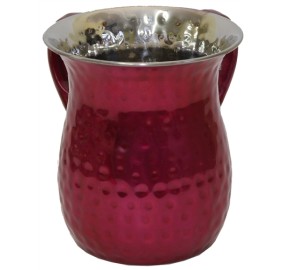 Stainless Steel Hammered Washcup - Red