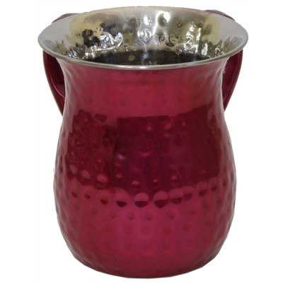 Stainless Steel Hammered Washcup - Red