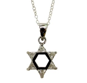 Star Of David W/ White Necklac