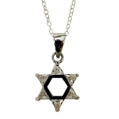 Star Of David W/ White Necklac