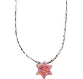 Star Of David Opal Pink Neckla