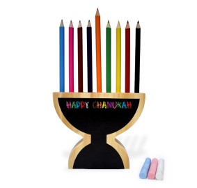 Wooden Menorah Pencil Holder