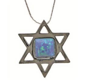 Star Of David W/ Opal Pendant