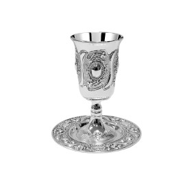 Kiddush Cup and Tray Silver Plated