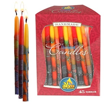 Colorful Dripless Handmade Lined Chanukah Candles