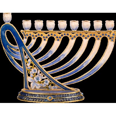 Menorah Jeweled David's Harp