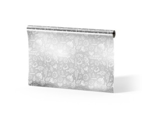 Chanukah Gift Wrap Silver Metallic