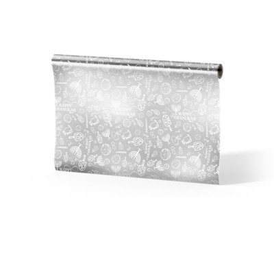 Chanukah Gift Wrap Silver Metallic