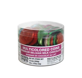 Milk Chocolate Multicolored Coins in Tub – Nut Free