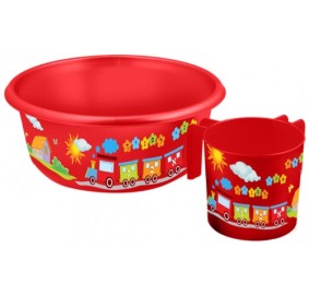 Wash Cup Bowl Gift Set Red