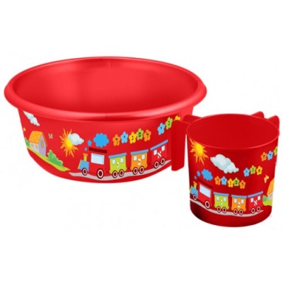 Wash Cup Bowl Gift Set Red