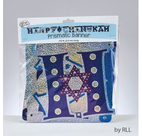 "Happy Chanukah" Blue/Silver Prismatic Banner