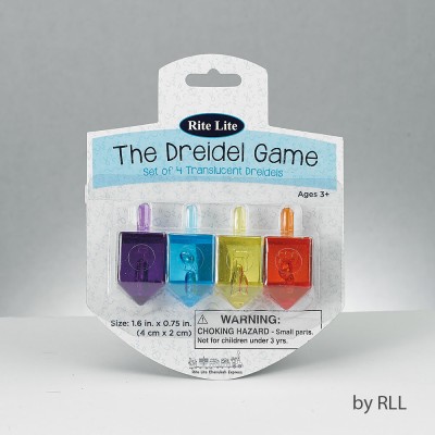 "The Dreidel Game" - Set of 4 Translucent Dreidels